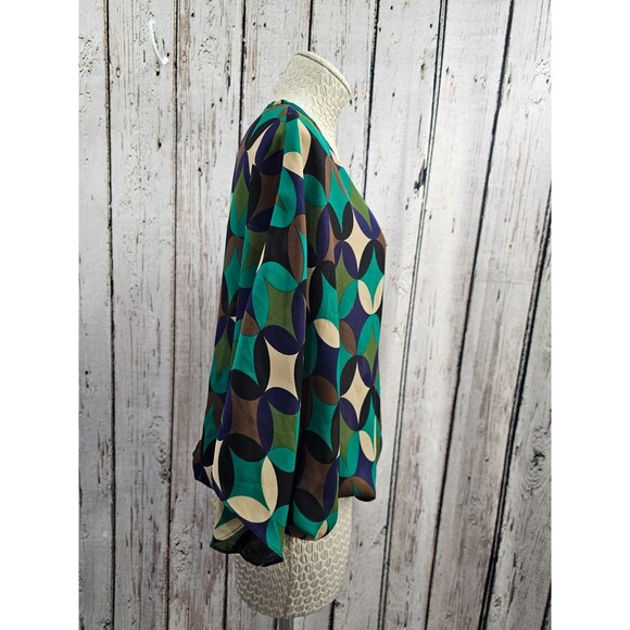 ALK Women's M Annalee + Hope Multicolor Short Sleeve Blouson Shirt Blouse Top - Picture 4 of 9